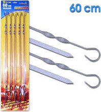 Brochetas, 10 uds., 60 cm, 10 mm de ancho, acero inoxidable 1,5 mm