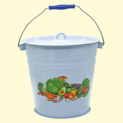 Cubo esmaltado con tapa para verduras, 12 l