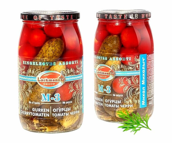 Pepinos y tomates cherry "M-3", 900 ml