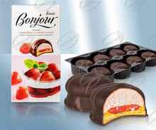 Postre "Bonjour" con fresas y nata 232 gr