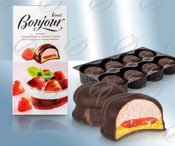 Postre "Bonjour" con fresas y nata 232 gr