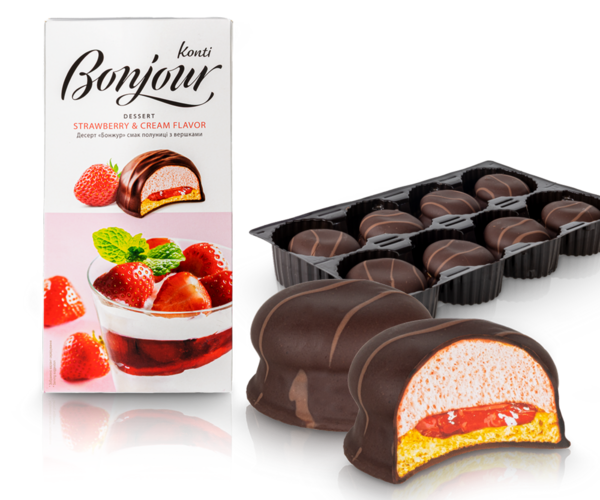 Postre "Bonjour" con fresas y nata 232 gr