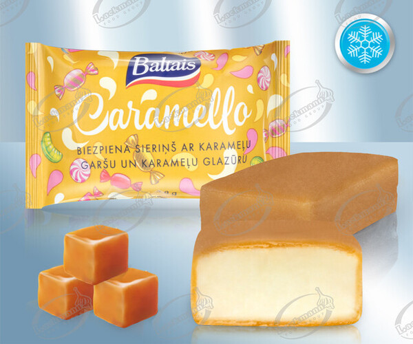 Requesón glaseado con sabor a caramelo, en glaseado de caramelo 38 gr