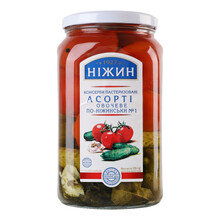 Surtido de verduras Nizhyn 1 en tarro de cristal de 920 ml